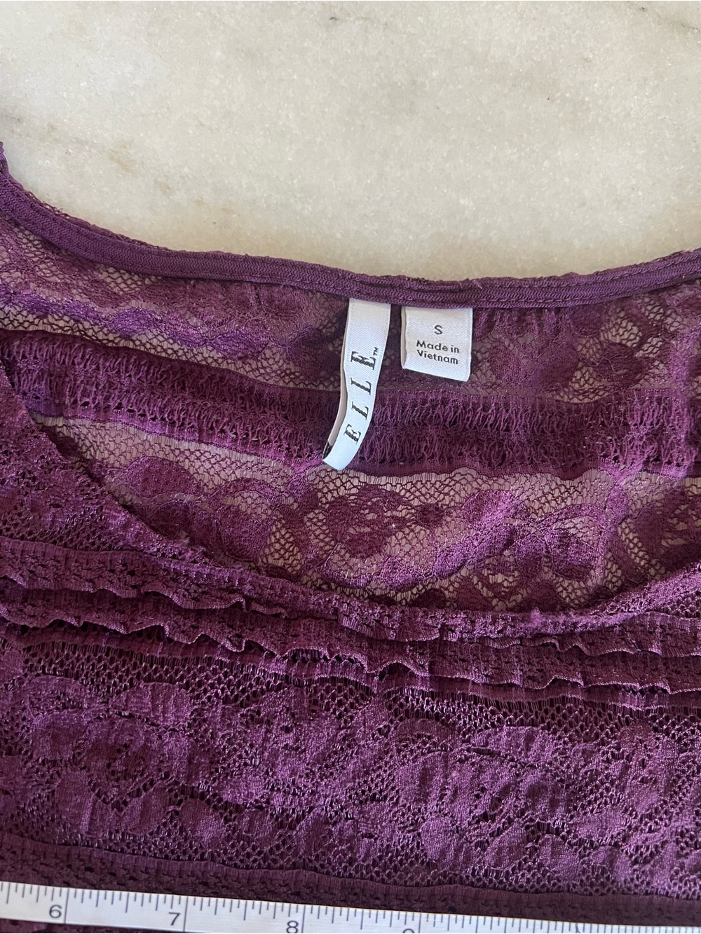 Dark Purple Lace Short-Sleeve Top - Picture 4 of 5
